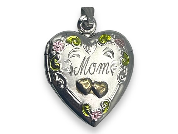 Sterling Silver Heart Mom Locket Pendant / Gift f… - image 3