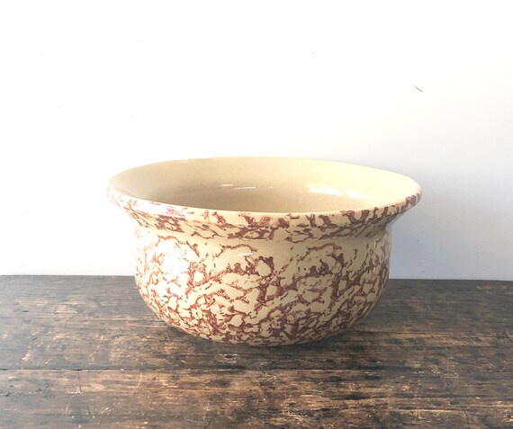 R P Co Roseville Ohio Farmhouse Brown Spongeware Bowl R P Co Roseville Ohio Farmhouse