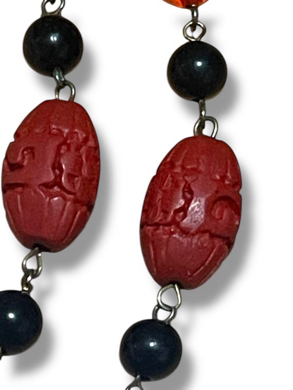 Vintage Beaded Necklace: Ceramic Butterfly Pendan… - image 6