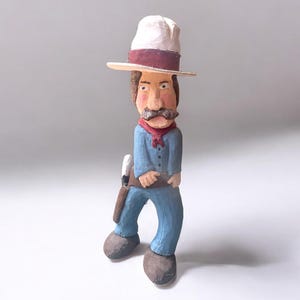 Vintage Hand Carved Wood Cowboy Figurine/ Wood Carving Cowboy / Wood Figures & Figurines / Gift
