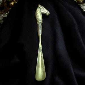Vintage Brass Horse Head Shoe Horn: Equestrian Decor