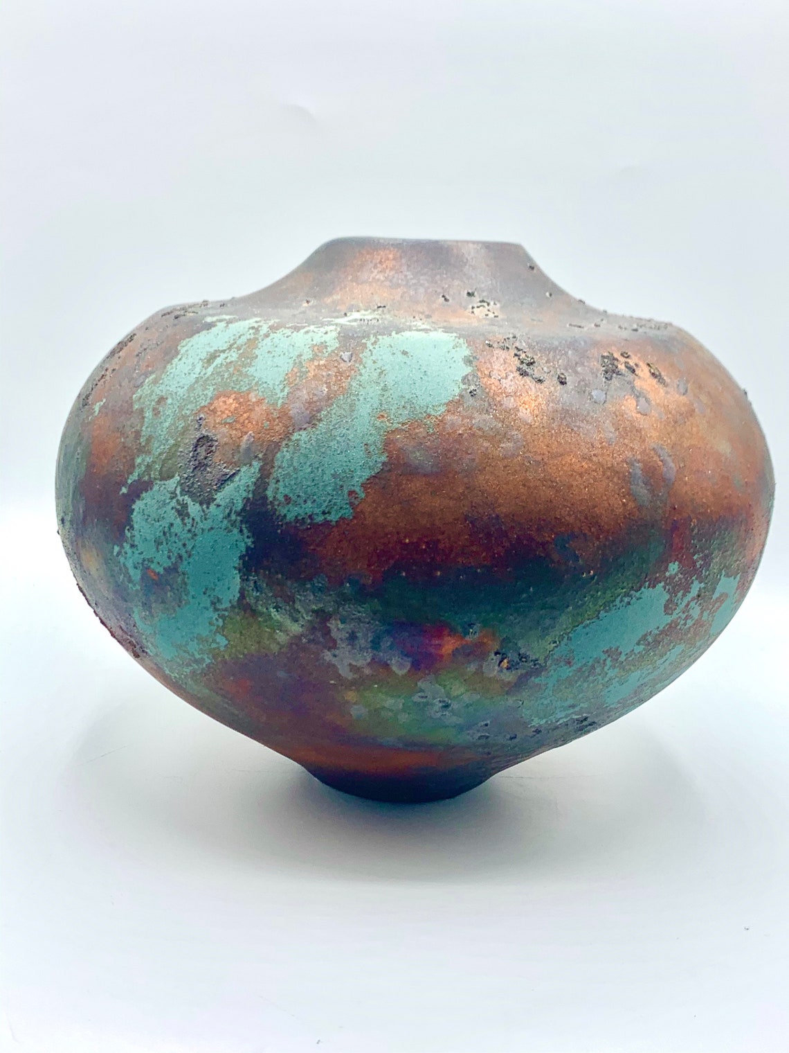 Vintage Tony Evans Raku Pottery Vase 459 Signed With Metallic Etsy