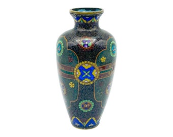 Antique 1800's Cloisonne Vase 5 1/4" Tall / Enameled Metal Vase / Collectible