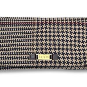 Vintage Ralph Lauren Leather Plaid Houndstooth Wallet – Snap Closure, 5 Full-Length Pockets, ID Window, Coin Zipper – Classic Preppy Style