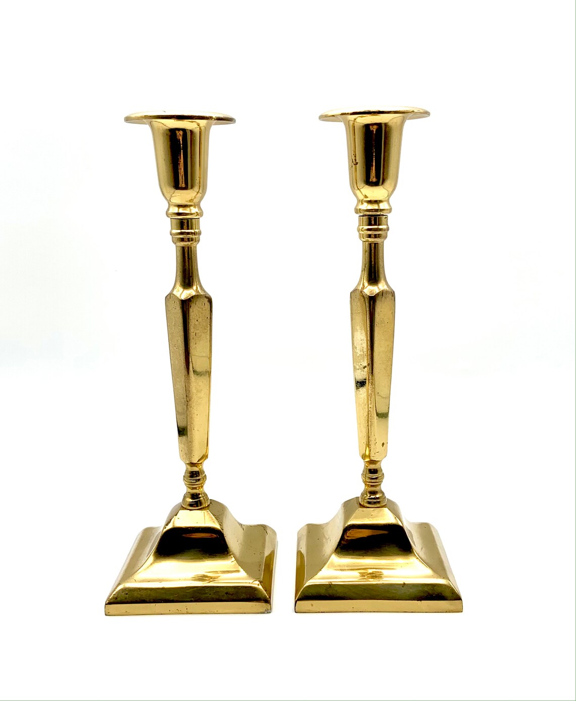 Vintage Pair of Solid Brass Candle Holders Candlestick Holders Etsy