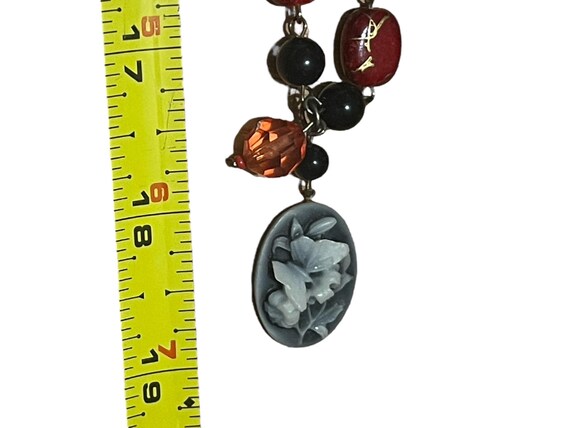 Vintage Beaded Necklace: Ceramic Butterfly Pendan… - image 9