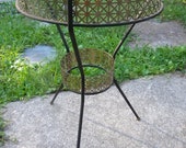 cool vintage 1950s mid CENTURY MESH and iron and GLASS top table