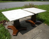 pick up only 2 nice shape vintage MARBLE top PEDESTAL TABLE stand pick up only