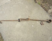 vintage antique hand wrought 1800s IRON hearth FIREPLACE TRAMMEL