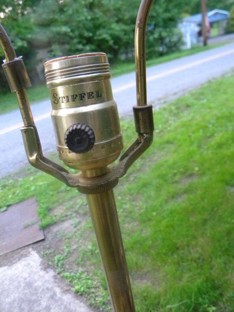 pair of nice matching mid centurty 1970s BRASS swirl STIFFEL lamps free shipping