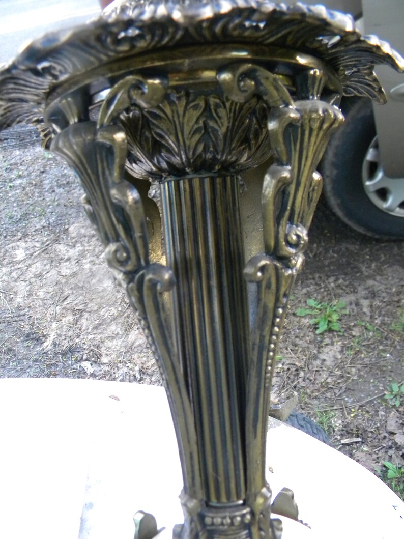 nice shape pair vintage tall ornate mid century HOLLYWOOD REGENCY marble base table lamps