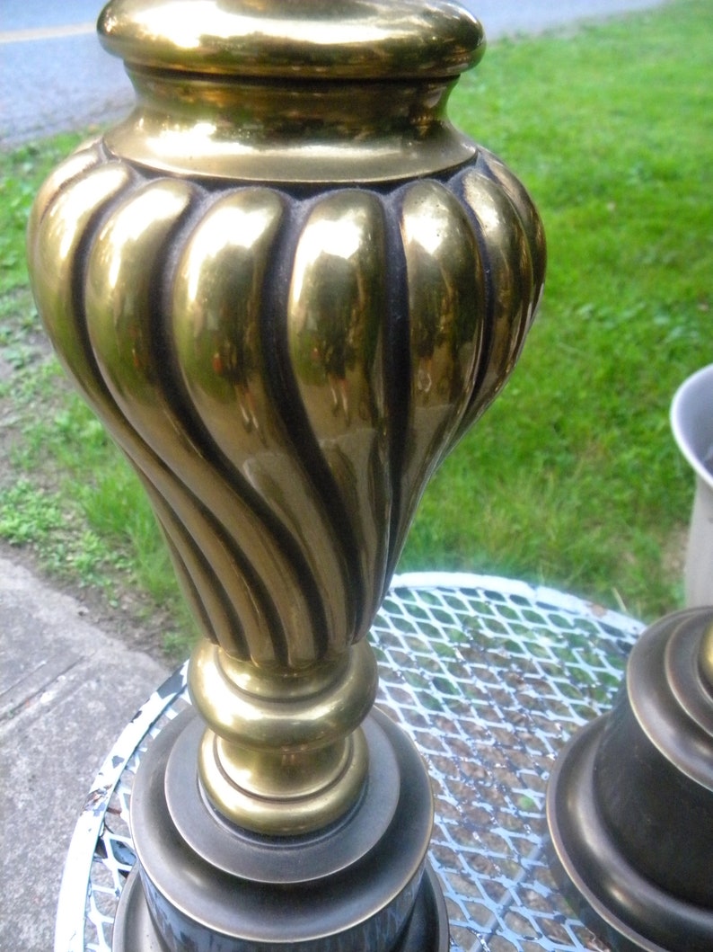 pair of nice matching mid centurty 1970s BRASS swirl STIFFEL lamps free shipping