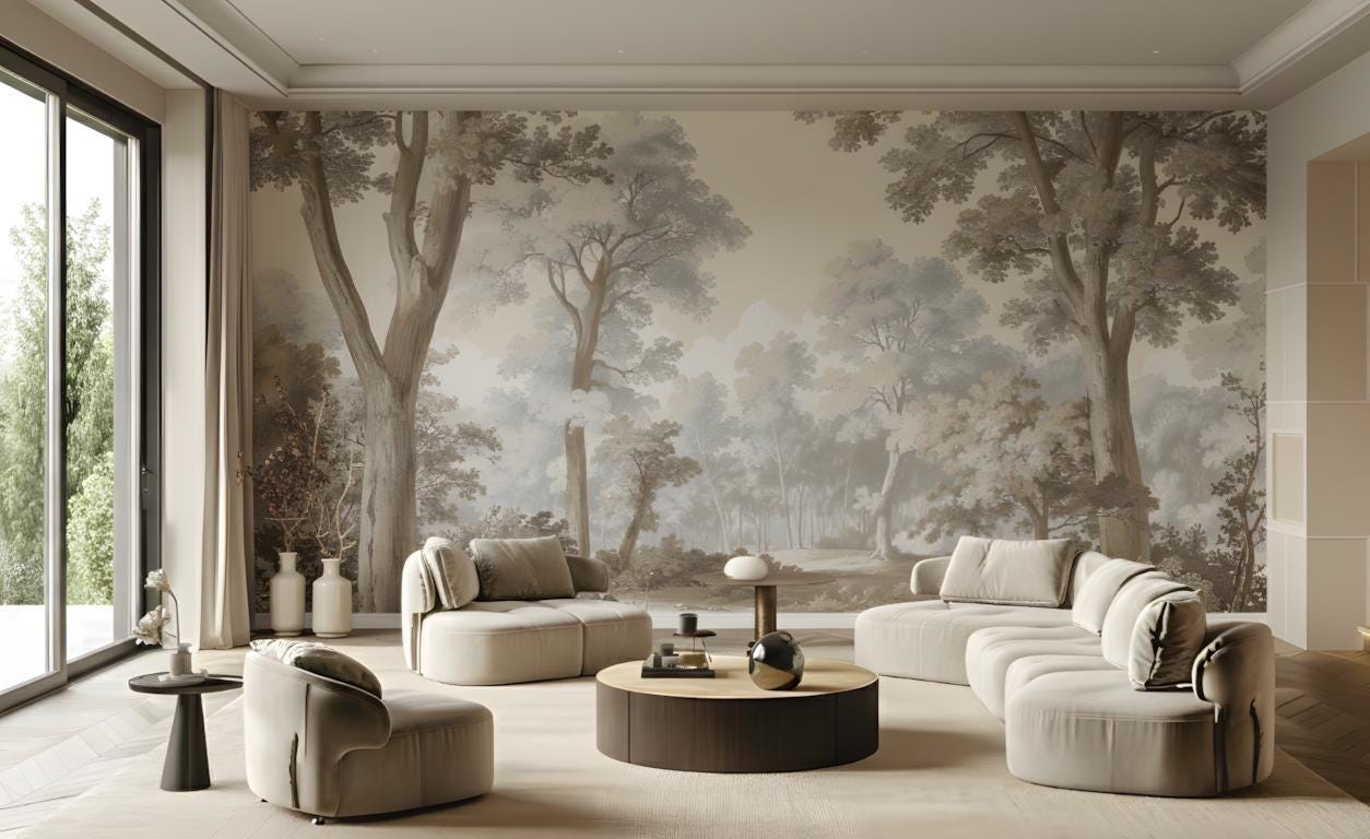 Pastoral Landscape Mural Wallpaper,classic Scenic Wallpaper, Vintage ...