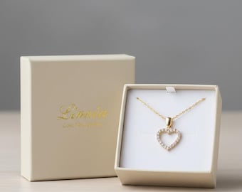 14K Solid Gold Diamond Heart Pendant – Pavé Lab-Grown Diamonds