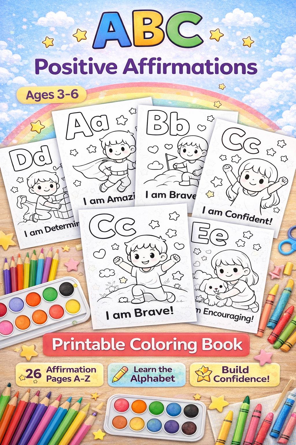 ABC Positive Affirmations Coloring Book for Kids | Alphabet Confidence ...