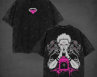 Jujutsu Kaisen Sukuna Graphic Tee | Vintage Washed Anime Streetwear Oversized Shirt