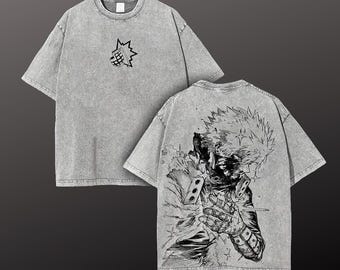 My Hero Academia Vintage Washed Oversized T-Shirt, Anime Streetwear Bakugo Shirt