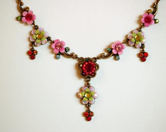 Bridgerton Style Flower Drop Necklace – Colorful Zeelon Swag, Gift for Her