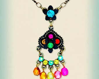 BRIDGERTON romantic jewelry colorful beaded bohemian pendent necklace -107720-2558 Orly Zeelon