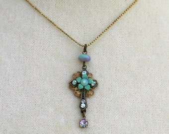 Rosary, Bridgerton, Orly Zeelon Jewelry - The Filigree Rosette Cross Pendant and chain