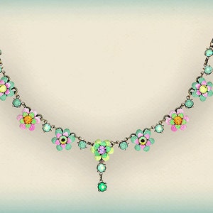 BRIDGERTON turquoise vert bohème chic bijoux romantiques boho en perles colorées Orly Zeelon Le collier chaîne floral 105605-0001