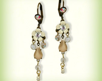 Orly Zeelon Jewelry - The Tear Drop Crystal Floral Earrings