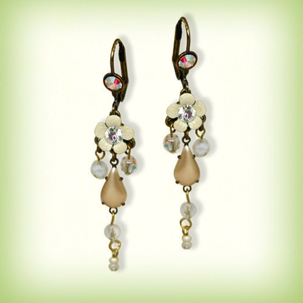 Orly Zeelon Jewelry - The Tear Drop Crystal Floral Earrings