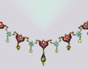 Demoiselle d'honneur turquoise vert rose multi bijoux romantiques bohèmes chics perles bohèmes colorées Orly Zeelon collier de fleurs des îles éparses