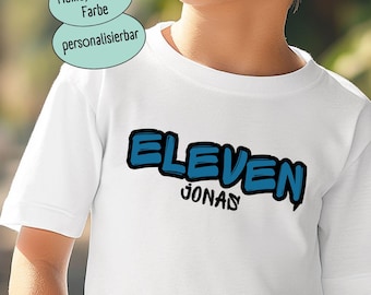 Camiseta de cumpleaños genial con letras de grafiti, niño de 11 años, camiseta personalizada con nombre y edad, 7 8 9 10 11 cumpleaños