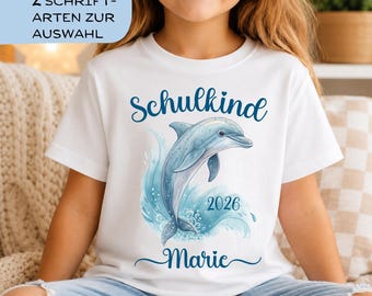 Camiseta personalizada de delfines para escolares | Camiseta de regreso a clases 2026 con nombre | Camiseta para el primer día de clases de niñas | Regalo escolar | Camiseta de animales marinos