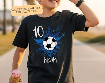 Camiseta de cumpleaños de fútbol personalizada con nombre y edad, número de camiseta de cumpleaños para niños, 5 6 7 8 9 10 11 12 cumpleaños, fiesta de futbolista