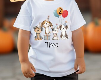 Camiseta de cumpleaños personalizada para perros, para niños y niñas, camiseta de cumpleaños con nombre y edad, perros de fiesta, 1º, 2º, 3º, 4º, 5º, 6º y 7º cumpleaños.