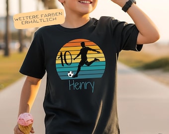 Camiseta de cumpleaños personalizada con temática de fútbol, camiseta de cumpleaños para niño, camiseta con nombre y número, 5º, 6º, 7º, 8º, 9º, 10º, 11º, 12º cumpleaños, fiesta de fútbol