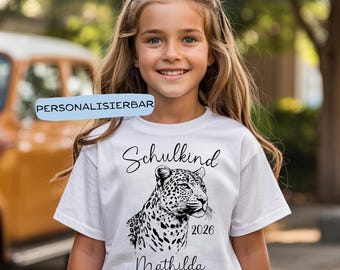 Camiseta de regreso a clases con estampado de leopardo para niñas | Camiseta personalizada para escolares 2026 | Camiseta de 1er grado | Regalo de regreso a clases | Diseño de leopardo
