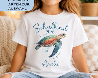 Camiseta personalizada con temática de tortugas para la vuelta al cole | Camiseta escolar 2026 con nombre | Camiseta para el primer día de colegio de niñas | Regalo escolar | Criaturas marinas