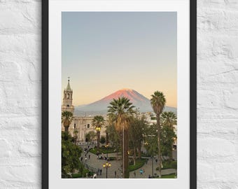 Arequipa Peru Photography Print | El Misti Volcano Wall Art | Framed Travel City Photograph