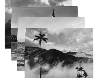 Travel Photography Placemats | Black and White Table Mats Set of Four