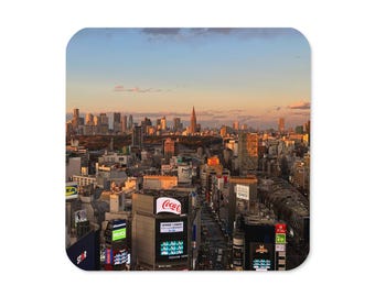 Tokyo Japan Photography Cork Back Coaster | Colour City Travel Photo Drink Coaster