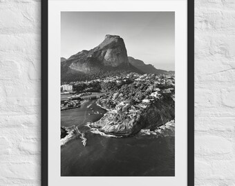 Rio de Janeiro Aerial Photography Print | Black and White Framed Poster | Minimalist City Wall Art
