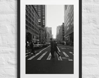 New York City Street Photography Print | Black and White Framed Wall Art | Urban City Photograph