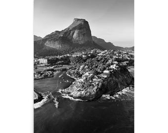 Rio de Janeiro Black and White Poster | Aerial City Photography Print | Minimalist Travel Wall Art