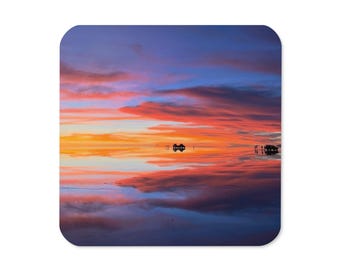 Bolivia Salt Flats Photography Cork Back Coaster | Colour Travel Photo Drink Coaster