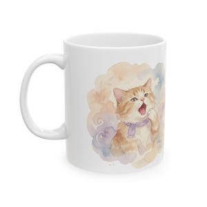 Funny Cat Mug, Watercolor Coffee Cup, ADHD Neurodivergent Gift
