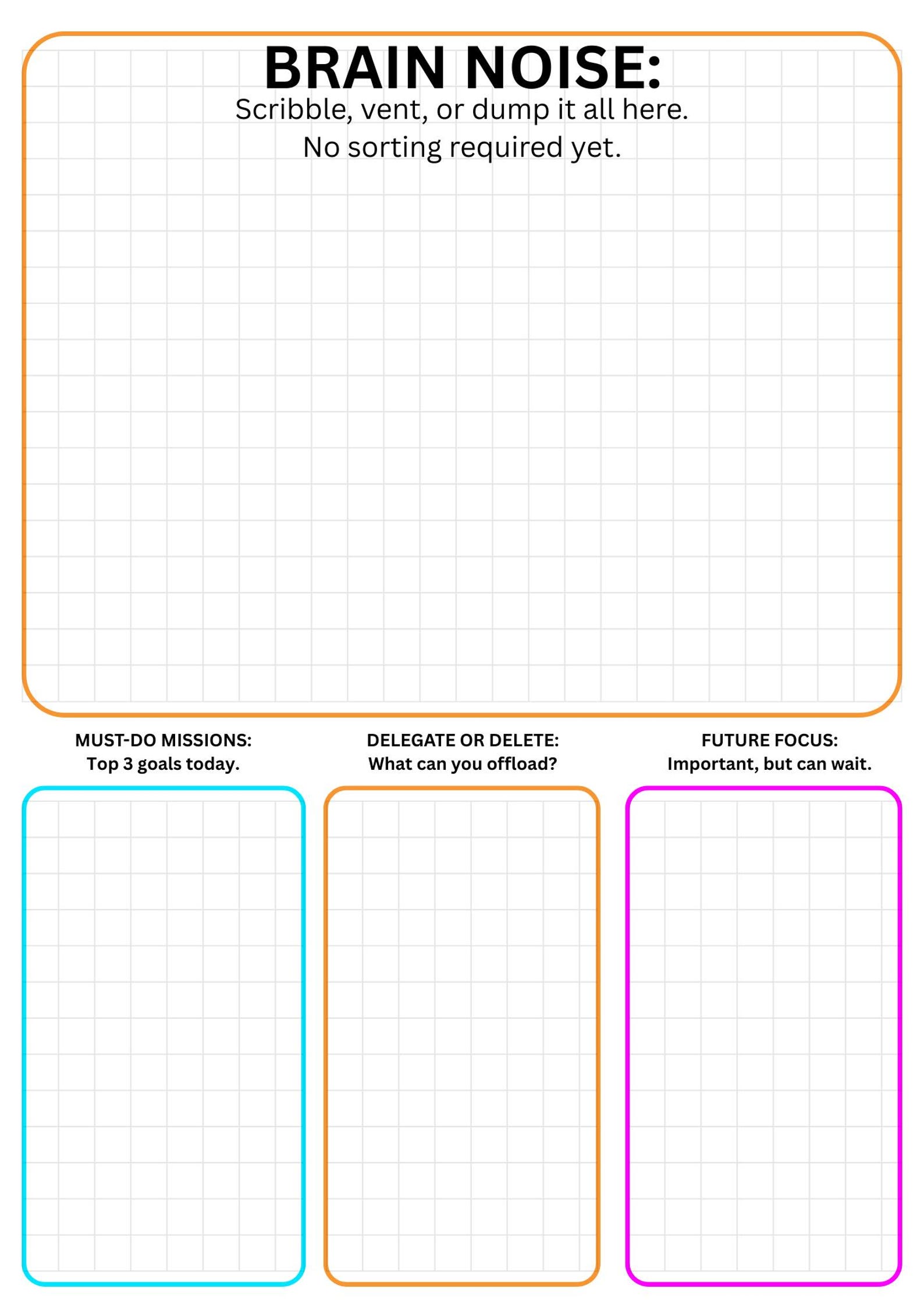 A4 ADHD Brain Dump | Neurodivergent Mental Reset | SEN Parent Planner ...