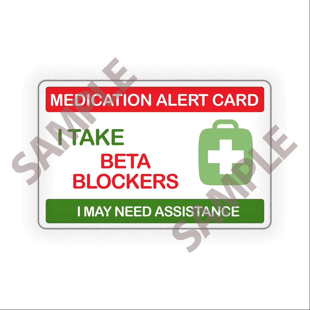 Medication Alert Card | I Take Beta Blockers [digital Version] - Etsy