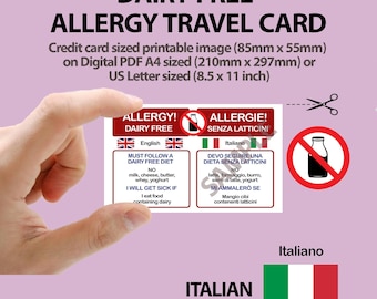 ITALIAN Dairy Free Travel Card | Allergy Awareness | Milk Free | Lactose Free [Digital Version]