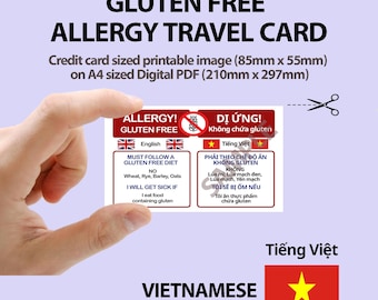 Tarjeta de viaje sin gluten vietnamita / Concienciación sobre alergias / Enfermedad celíaca [Versión digital]