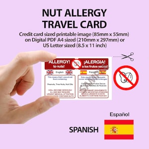 SPANISH NUT ALLERGY Travel Card | Allergy Awareness | [Digital Version]