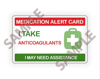 Medication Alert Card | I Take Anticoagulants [Digital Version]