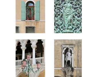 Venice Prints, Set of 4 prints, Venice Photography, Venice gallery wall set, aqua and beige wall art